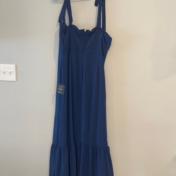 Lulu's Truly Gorgeous Dark Blue Ruffled Bustier Tie-Strap Maxi Dress Size XL - Picture 8 of 11